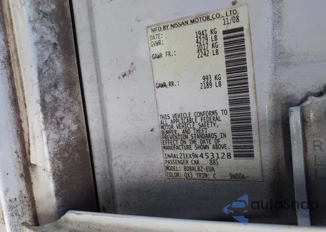 2009 Nissan Altima 2.5 S from USA, damaged, VIN 1N4AL21EX9N453128